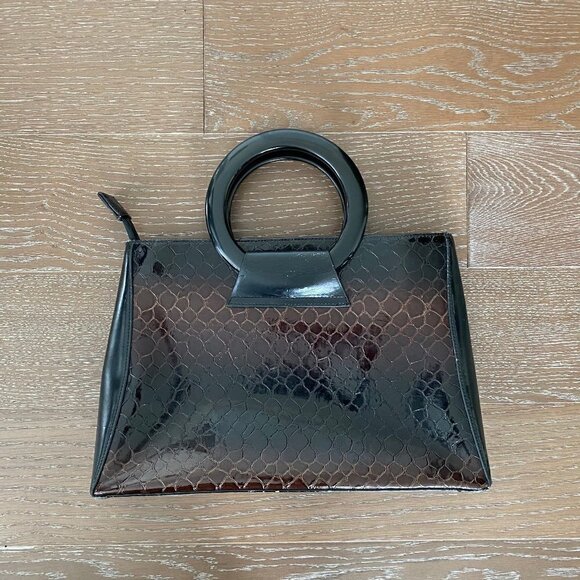 Handbags - Croc Oversized Wrist Handbag | Brown
